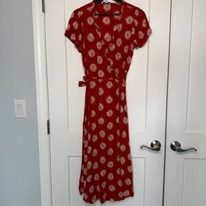 Madewell Ruffle-Edge Wrap Midi Dress in Daisy Daydream M